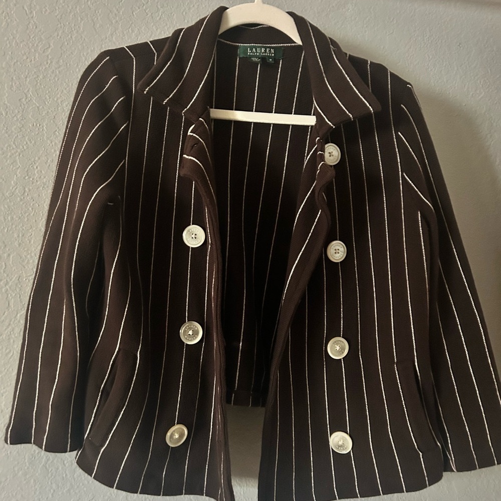 Vintage Ralph Lauren Brown Striped Women's Jacket